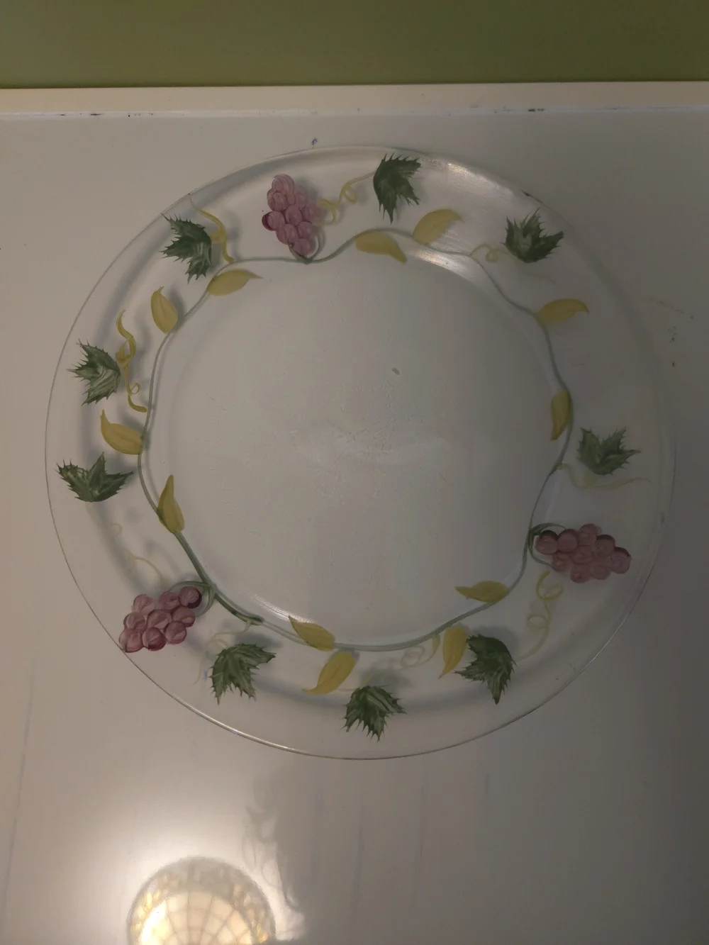 Home Essentials Glass Cheese/Cake Dome Set, Hand Painted Grapes & Vine Motif